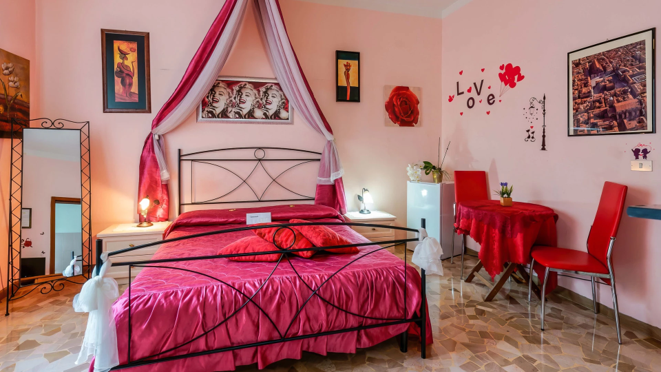 Red double room with mini-bar
