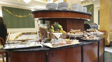 Breakfast buffet with fresh honey