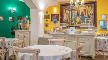 Breakfast buffet area