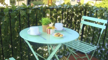 Breakfast set up on the balcony
