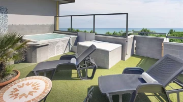 Our hot tub on the panoramic terrace