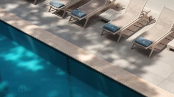 Poolhandtuch wird gestellt