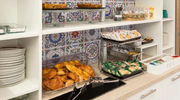 Sweet and savory buffet breakfast