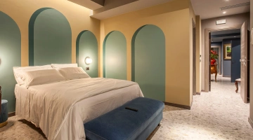 Camera sui toni del verde acqua