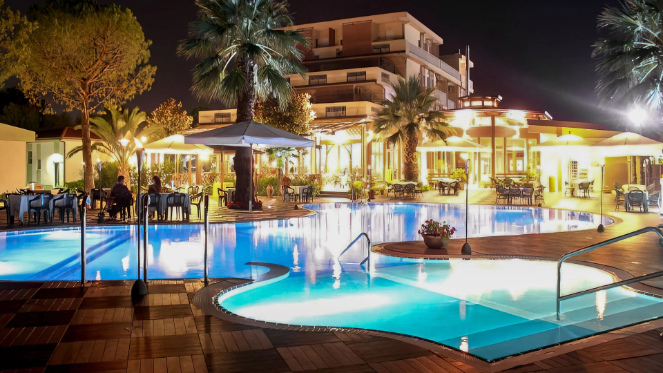 Swimming pool in the evening
