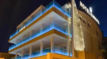 Exterior of the hotel at night