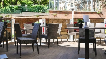 Terrace with tables and chairs