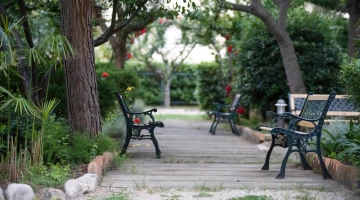 Bancs dans le jardin