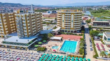 Swimming pool and private beach
