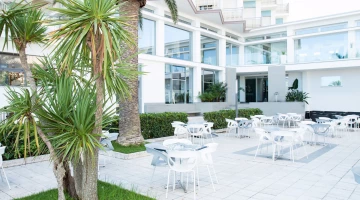 Tables and chairs outside