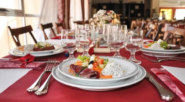 Table set up for meals