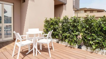 Balconies with tables and chairs