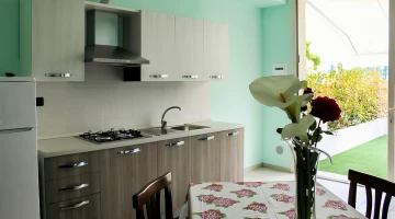 Cuisine équipée dans appartement de deux pièces