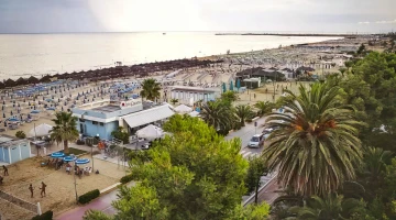 Panoramic view of the beach from the hotel