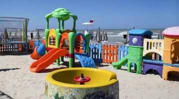 Children&#39;s play area on the beach
