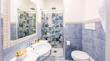 Private bathroom with shower cubicle and courtesy set