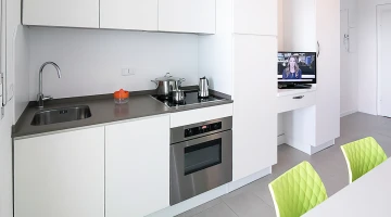 Equipped kitchen in three-room apartment
