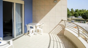 Balcony with tables