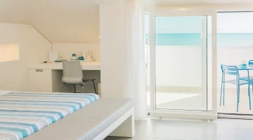 Blue J-Suite with furnished balcony