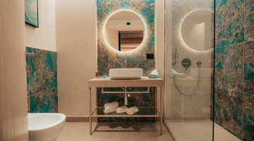 Private bathroom with shower cubicle