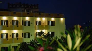 Hotel exterior in the evening
