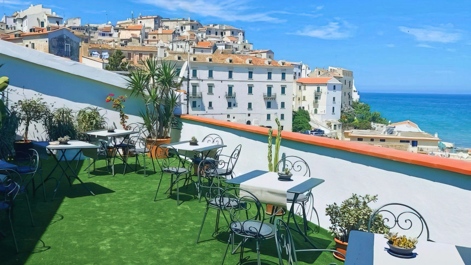 Furnished outdoor space with sea view