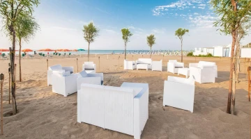 Relaxation area on the beach 
