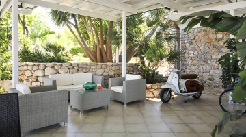 Shared patio with sofas