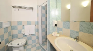 Private bathroom with shower cubicle and courtesy set