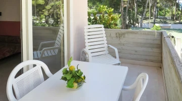 Furnished balcony in the apartment
