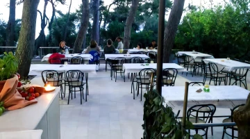 External area with tables and chairs