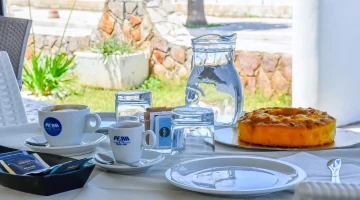 Table set up for breakfast