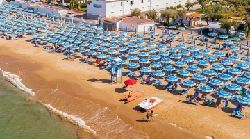 Aerial view of the private beach