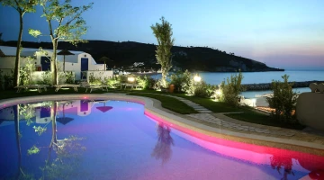 Swimming pool illuminated in the evening