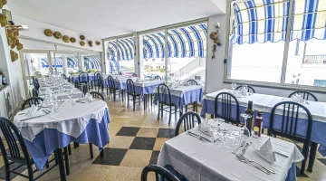 Tables set in restaurant