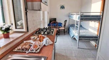 Two-room apartment with kitchenette and bunk beds
