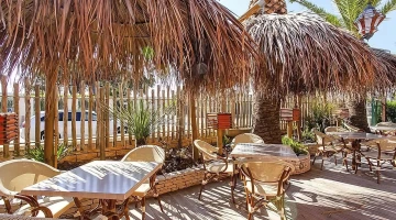 Furnished outdoor restaurant area
