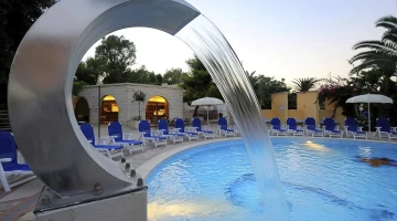 Waterfall into the pool