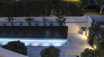 Pool area at night