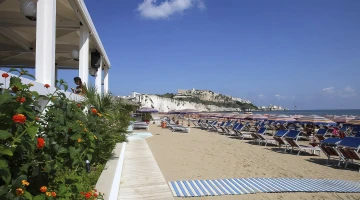 Private beach with bar
