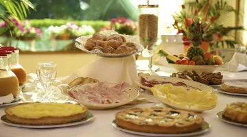 Sweet and savory breakfast buffet