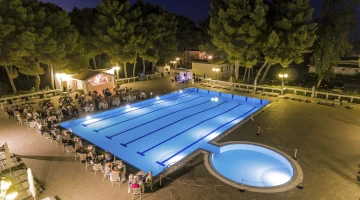 Swimming pool in the evening