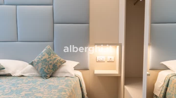 Designer bedside table in the room
