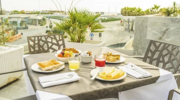 Breakfast served on the terrace