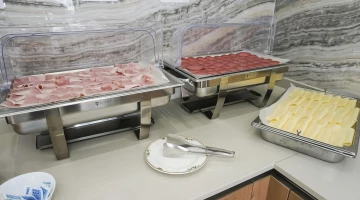 Cold cuts and cheese at the breakfast buffet