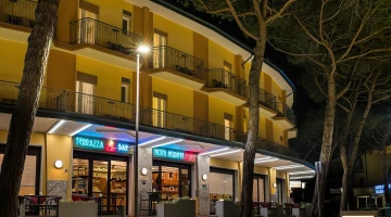 Hotel facade at night