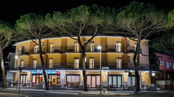 Hotel exterior at night