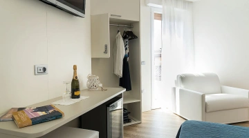 Desk and armchair in the room