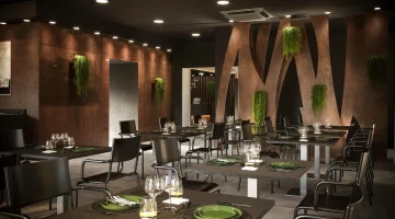 Salle de restaurant aménagée pour les repas