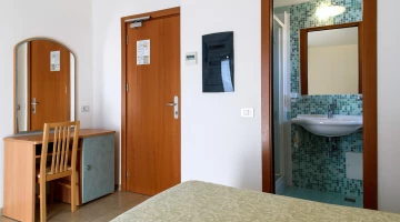 Room with desk and private bathroom